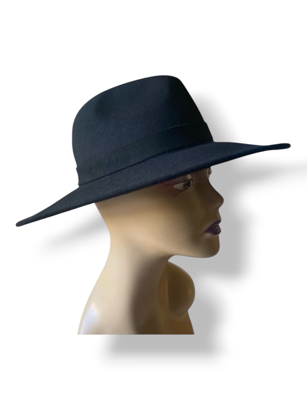 FREE PEOPLE Elegant Black Wool Wide-Brim Fedora Hat One Size Dark Lolita NWOT